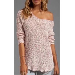 Free People Light Pink Lace Back Sweater